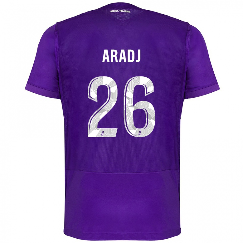 Criança Camisola Ylies Aradj #26 Branco Roxo Principal 2024/25 Camisa