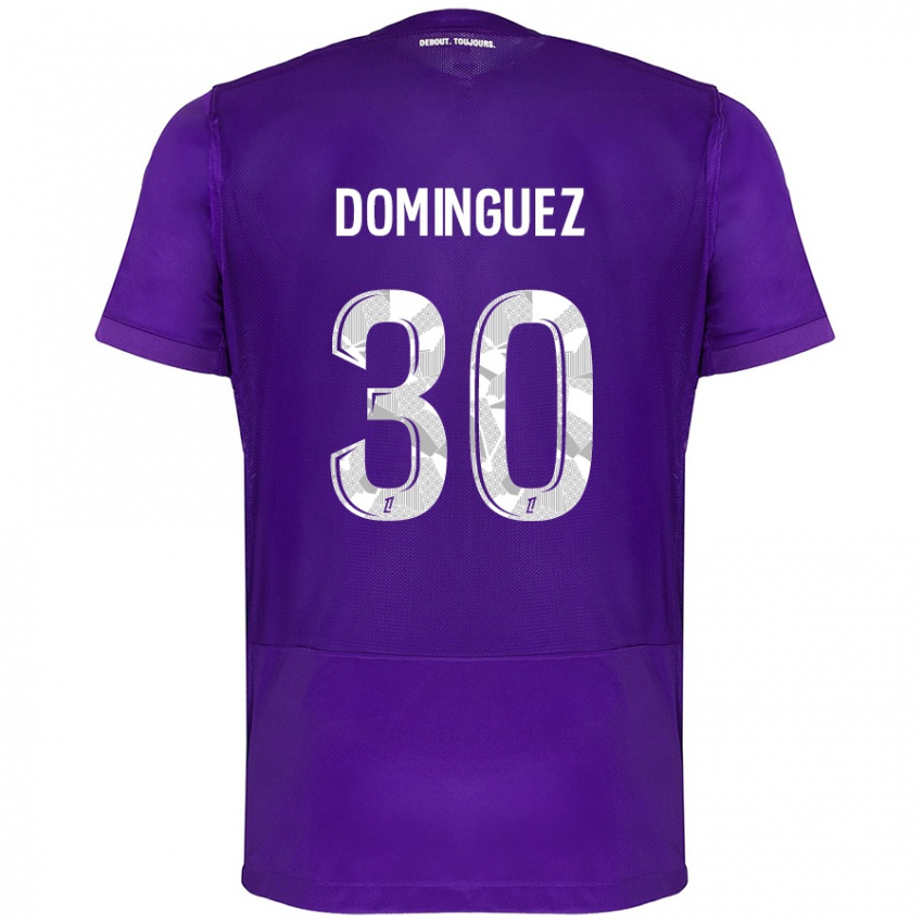 Criança Camisola Álex Domínguez #30 Branco Roxo Principal 2024/25 Camisa