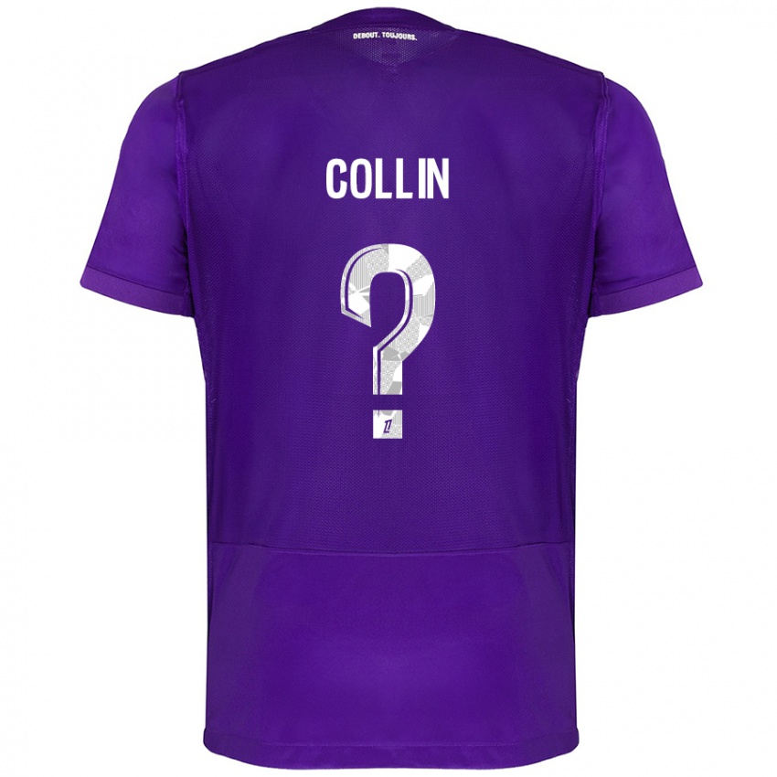 Criança Camisola Théo Collin #0 Branco Roxo Principal 2024/25 Camisa