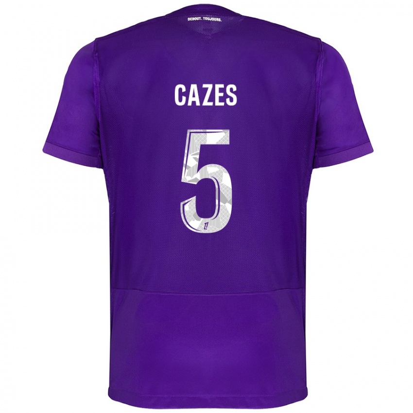 Criança Camisola Manon Cazes #5 Branco Roxo Principal 2024/25 Camisa