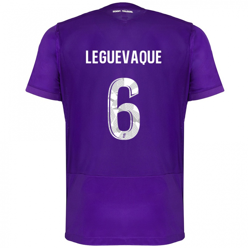 Criança Camisola Laurie Leguevaque #6 Branco Roxo Principal 2024/25 Camisa