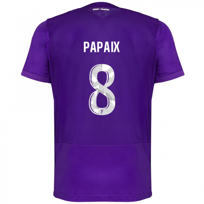 Criança Camisola Pauline Papaix #8 Branco Roxo Principal 2024/25 Camisa