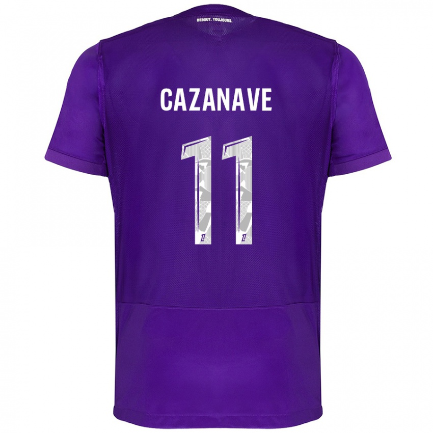 Criança Camisola Julie Cazanave #11 Branco Roxo Principal 2024/25 Camisa