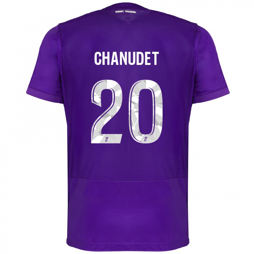 Criança Camisola Coralie Chanudet #20 Branco Roxo Principal 2024/25 Camisa