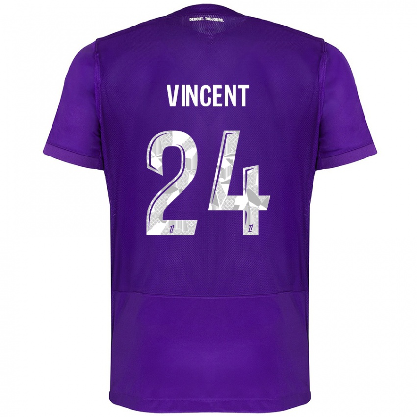 Criança Camisola Magalie Vincent #24 Branco Roxo Principal 2024/25 Camisa