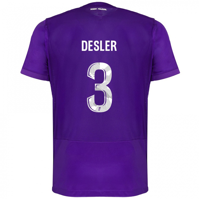 Criança Camisola Mikkel Desler #3 Branco Roxo Principal 2024/25 Camisa