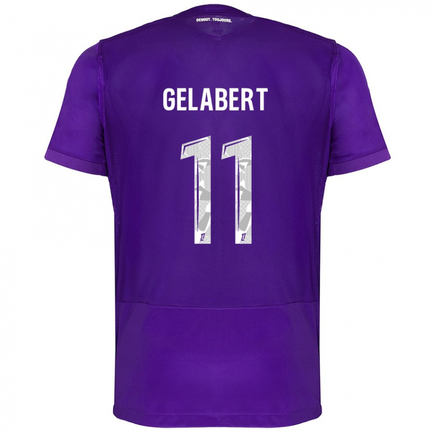 Criança Camisola César Gelabert #11 Branco Roxo Principal 2024/25 Camisa