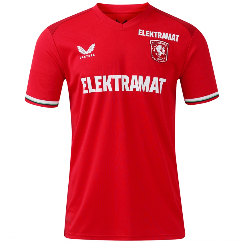 Criança Camisola Jesper Kerkdijk #0 Vermelho Branco Principal 2024/25 Camisa