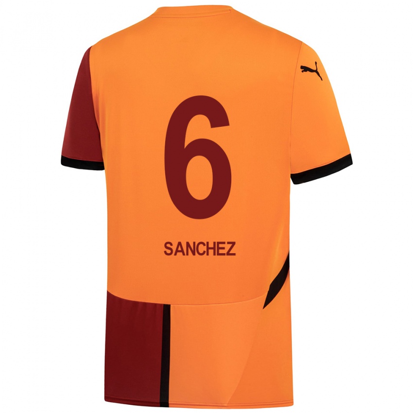 Criança Camisola Davinson Sanchez #6 Vermelho Amarelo Principal 2024/25 Camisa