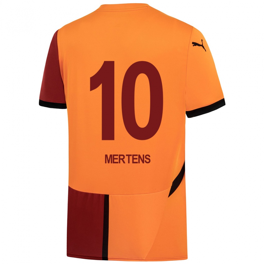 Criança Camisola Dries Mertens #10 Vermelho Amarelo Principal 2024/25 Camisa