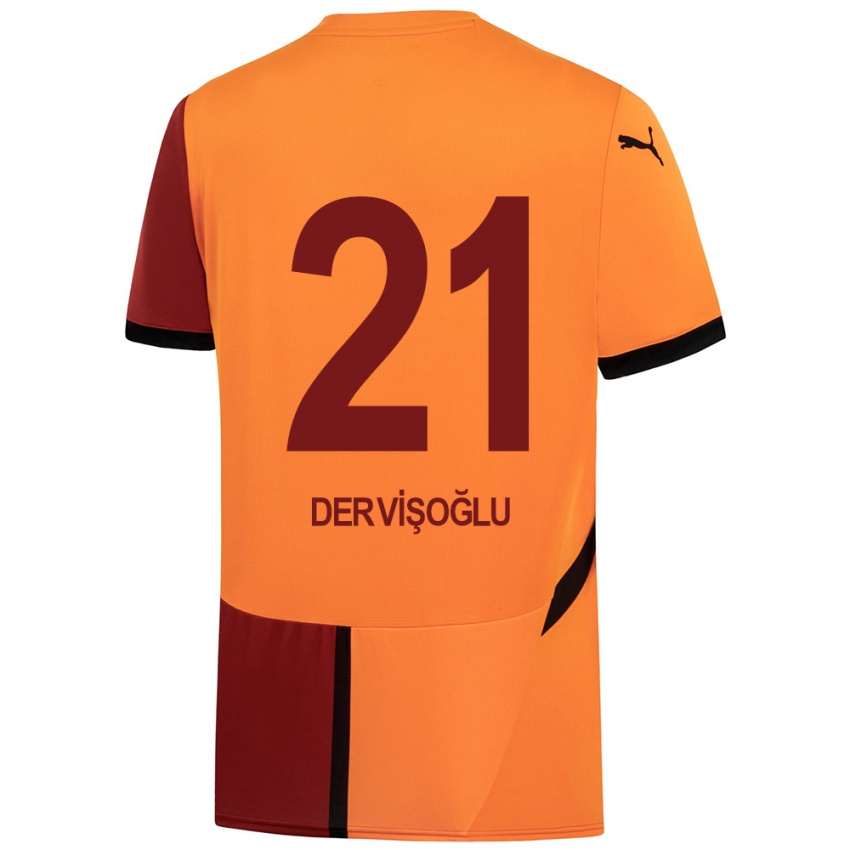 Criança Camisola Halil Dervişoğlu #21 Vermelho Amarelo Principal 2024/25 Camisa