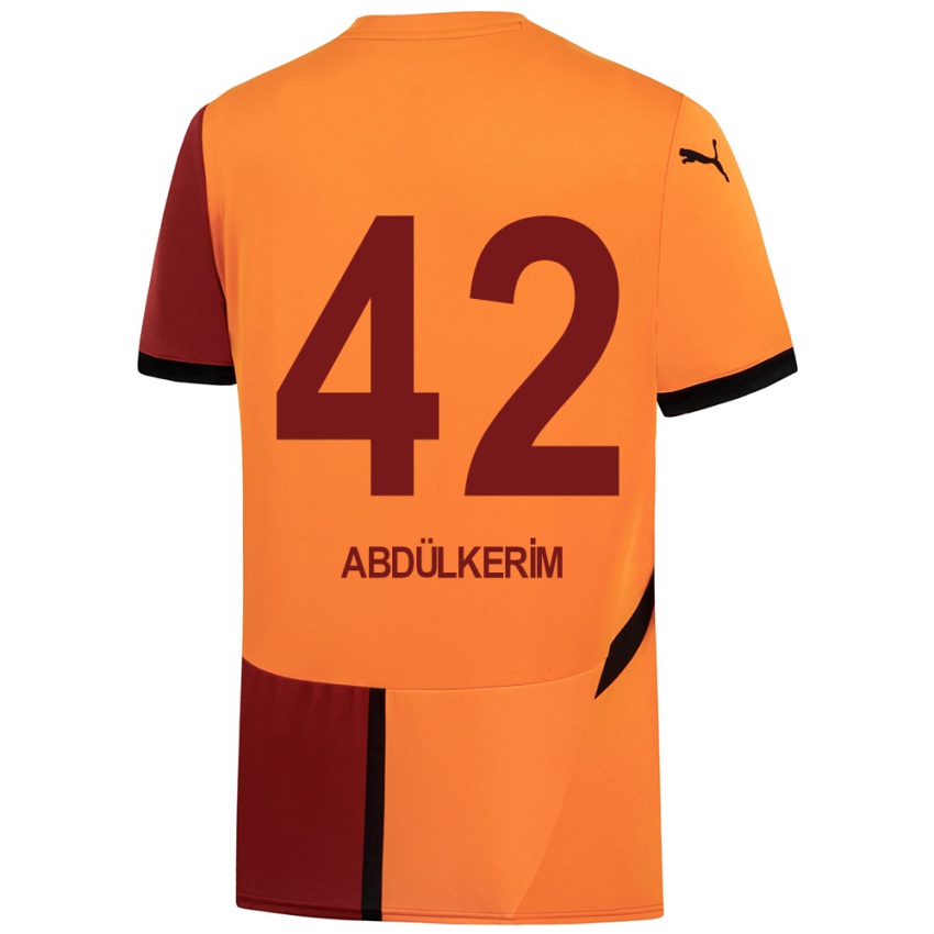 Criança Camisola Abdülkerim Bardakcı #42 Vermelho Amarelo Principal 2024/25 Camisa