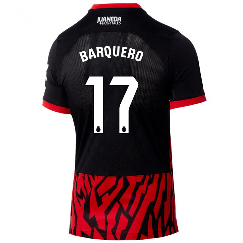 Criança Camisola Adrián Barquero #17 Vermelho Preto Principal 2024/25 Camisa