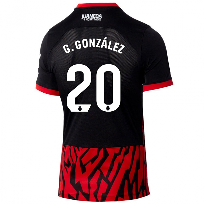 Criança Camisola Giovanni González #20 Vermelho Preto Principal 2024/25 Camisa