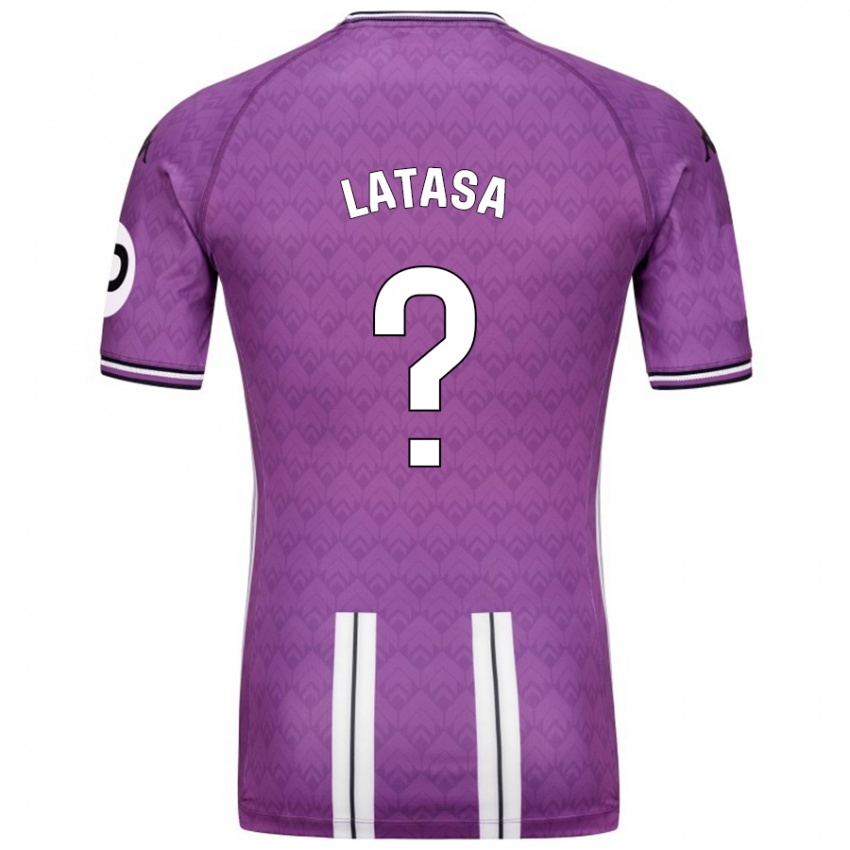 Criança Camisola Juanmi Latasa #0 Branco Roxo Principal 2024/25 Camisa