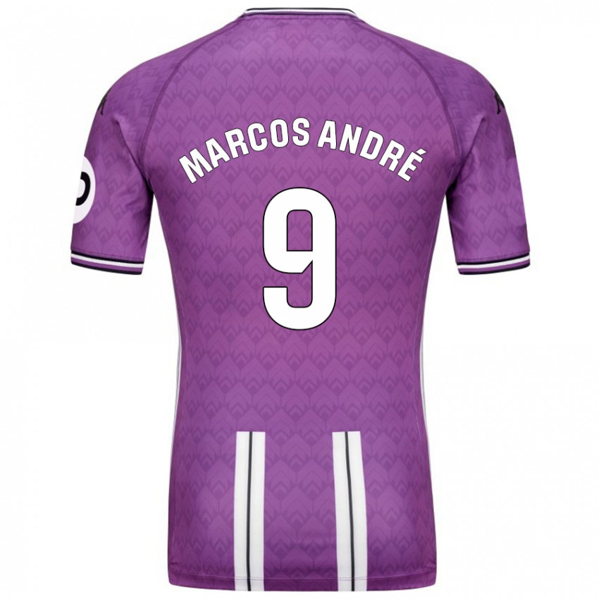 Criança Camisola Marcos André #9 Branco Roxo Principal 2024/25 Camisa