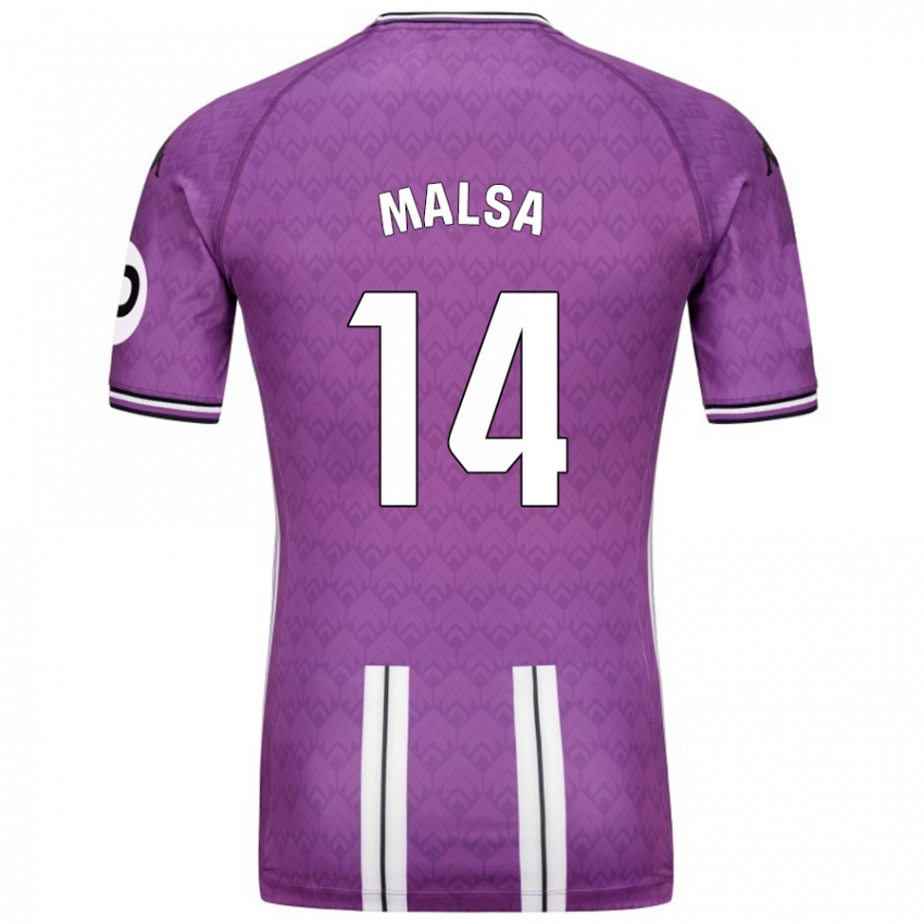 Criança Camisola Mickaël Malsa #14 Branco Roxo Principal 2024/25 Camisa