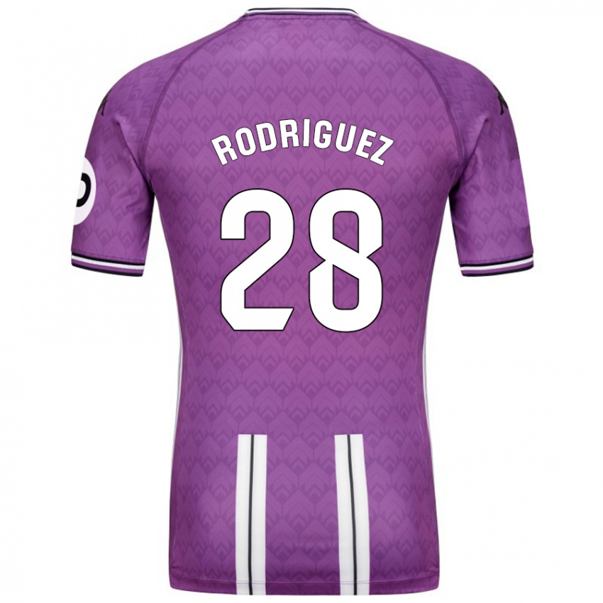 Criança Camisola Yago Rodríguez #28 Branco Roxo Principal 2024/25 Camisa