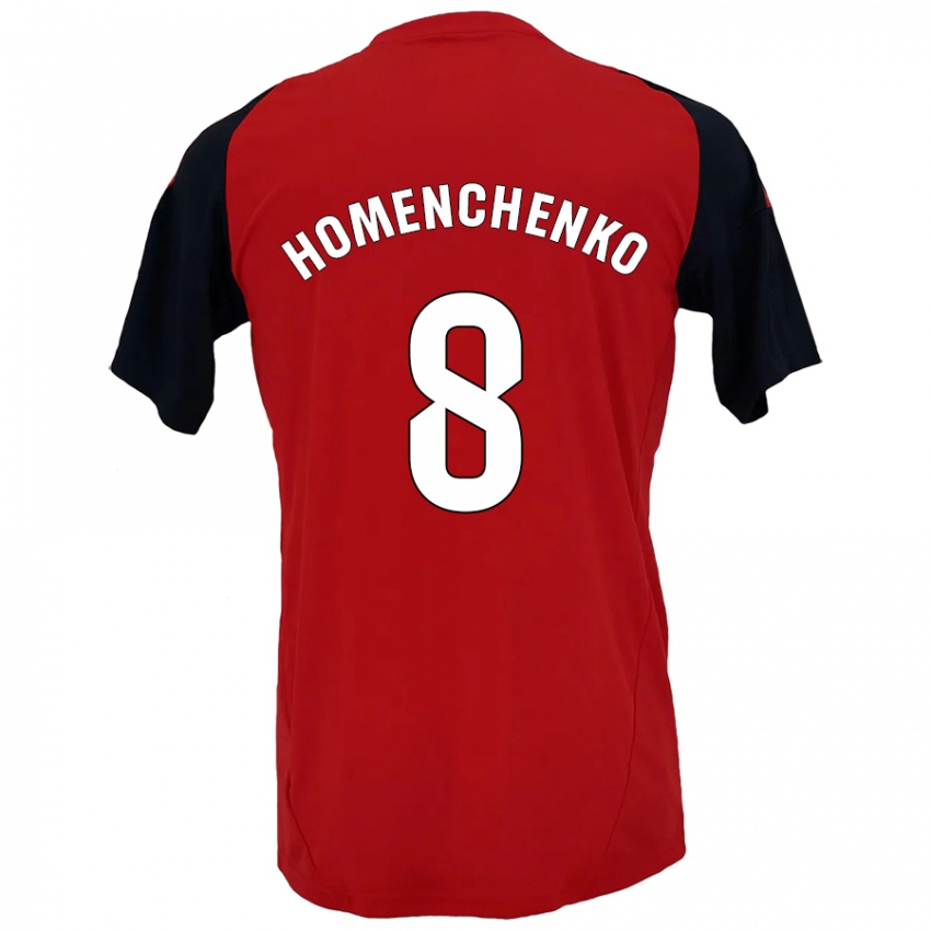 Criança Camisola Santiago Homenchenko #8 Vermelho Preto Principal 2024/25 Camisa