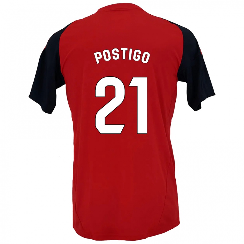 Criança Camisola Sergio Postigo #21 Vermelho Preto Principal 2024/25 Camisa