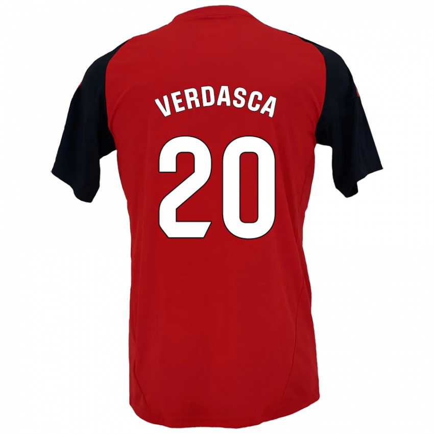 Criança Camisola Diogo Verdasca #20 Vermelho Preto Principal 2024/25 Camisa