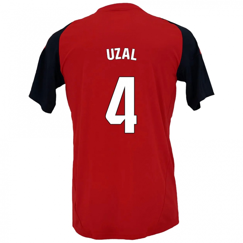 Criança Camisola Yeray Uzal #4 Vermelho Preto Principal 2024/25 Camisa