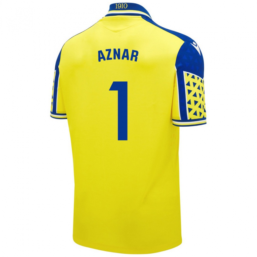 Criança Camisola Victor Aznar #1 Azul Amarelo Principal 2024/25 Camisa