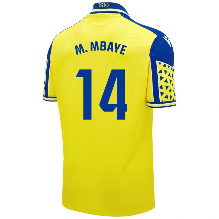 Criança Camisola Momo Mbaye #14 Azul Amarelo Principal 2024/25 Camisa