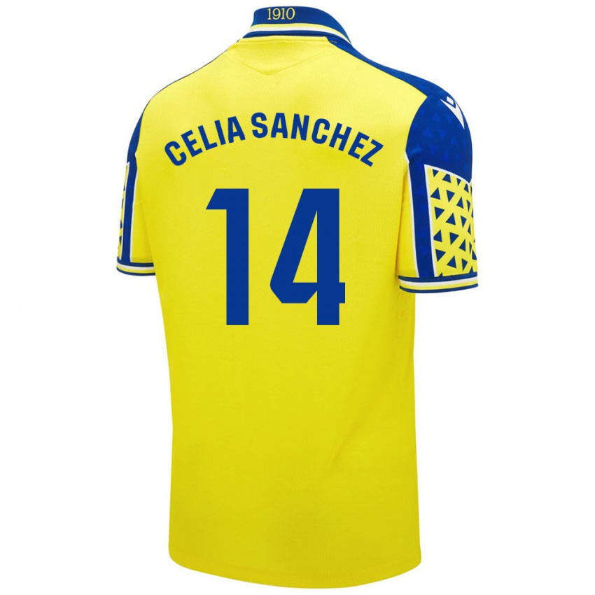 Criança Camisola Celia Sánchez García #14 Azul Amarelo Principal 2024/25 Camisa