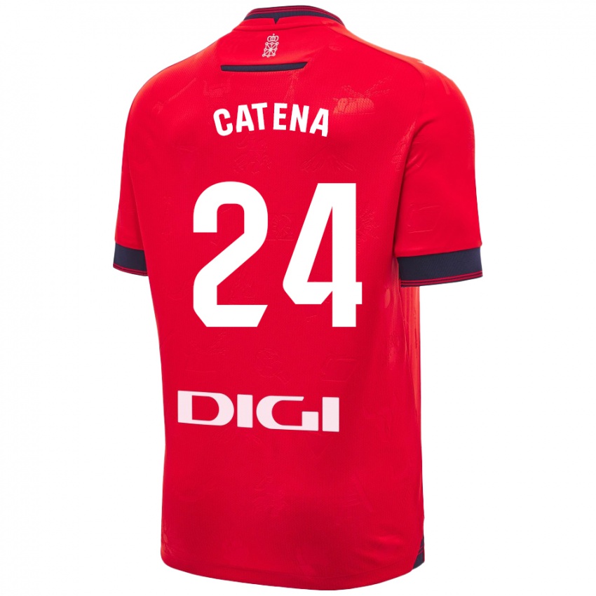 Criança Camisola Alejandro Catena #24 Branco Vermelho Principal 2024/25 Camisa