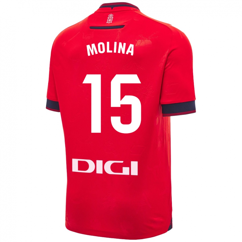 Criança Camisola Guillem Molina #15 Branco Vermelho Principal 2024/25 Camisa