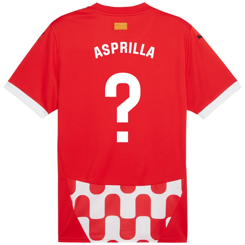 Criança Camisola Yáser Asprilla #0 Branco Vermelho Principal 2024/25 Camisa