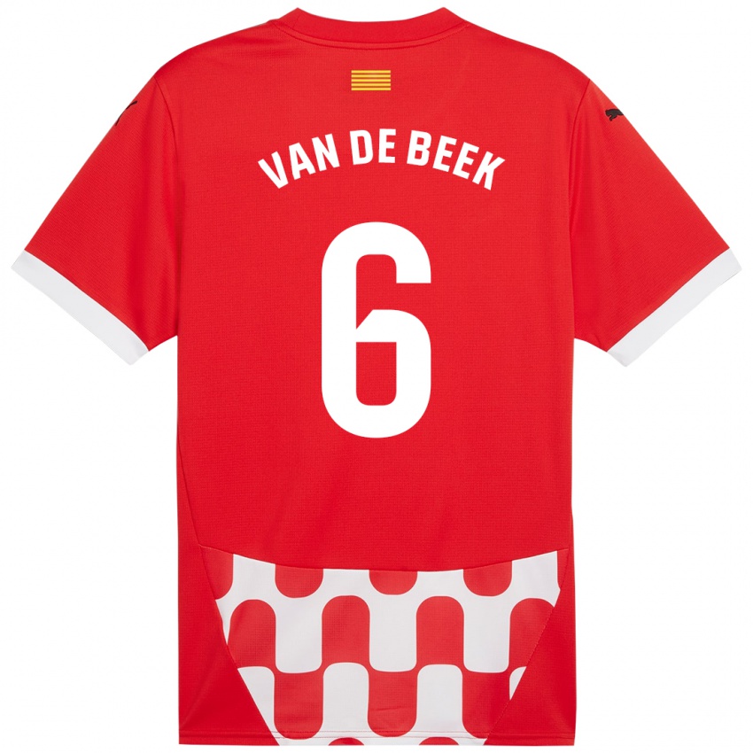 Criança Camisola Donny Van De Beek #6 Branco Vermelho Principal 2024/25 Camisa