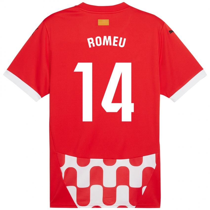 Criança Camisola Oriol Romeu #14 Branco Vermelho Principal 2024/25 Camisa