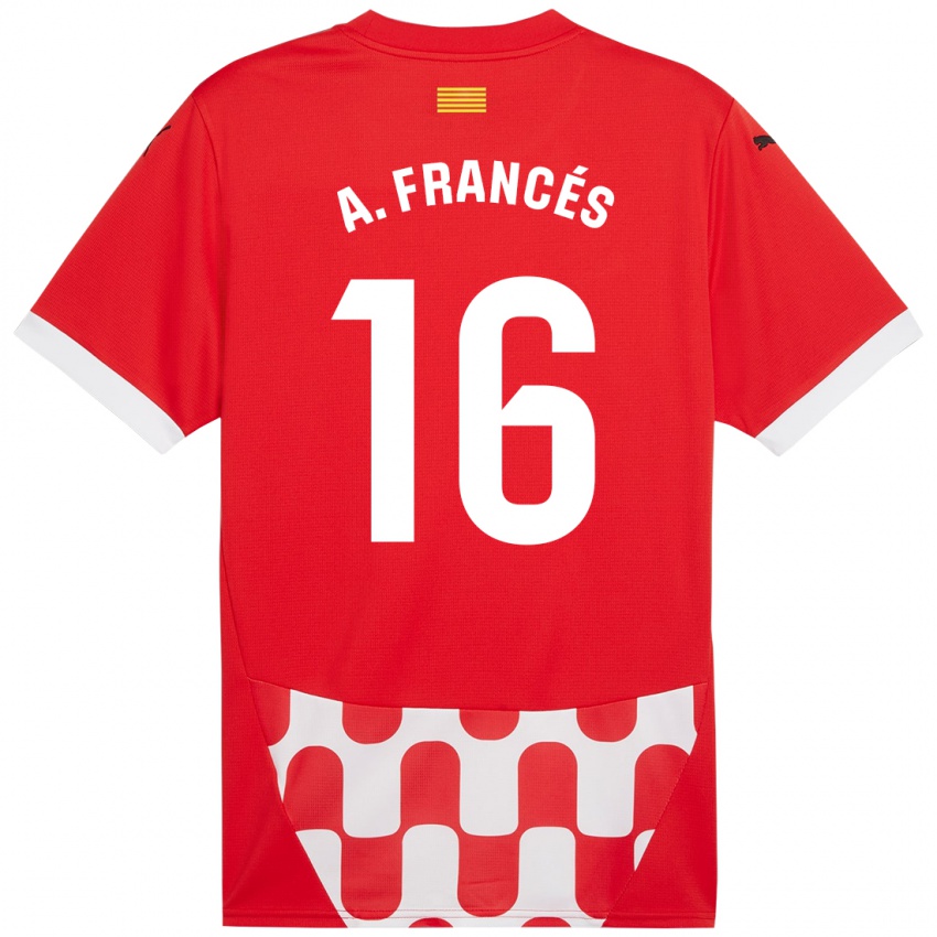 Criança Camisola Alejandro Francés #16 Branco Vermelho Principal 2024/25 Camisa