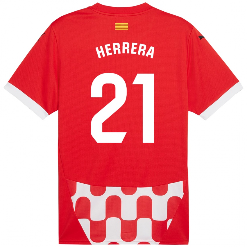 Criança Camisola Yangel Herrera #21 Branco Vermelho Principal 2024/25 Camisa