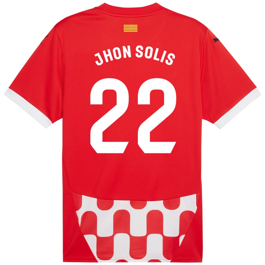 Criança Camisola Jhon Solís #22 Branco Vermelho Principal 2024/25 Camisa