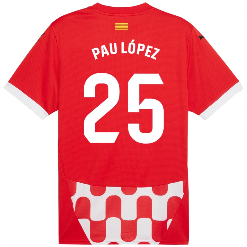 Criança Camisola Pau Lopez #25 Branco Vermelho Principal 2024/25 Camisa