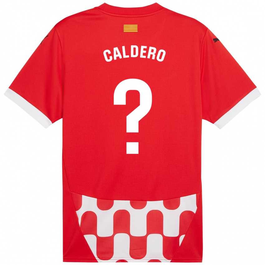 Criança Camisola Nil Caldero #0 Branco Vermelho Principal 2024/25 Camisa