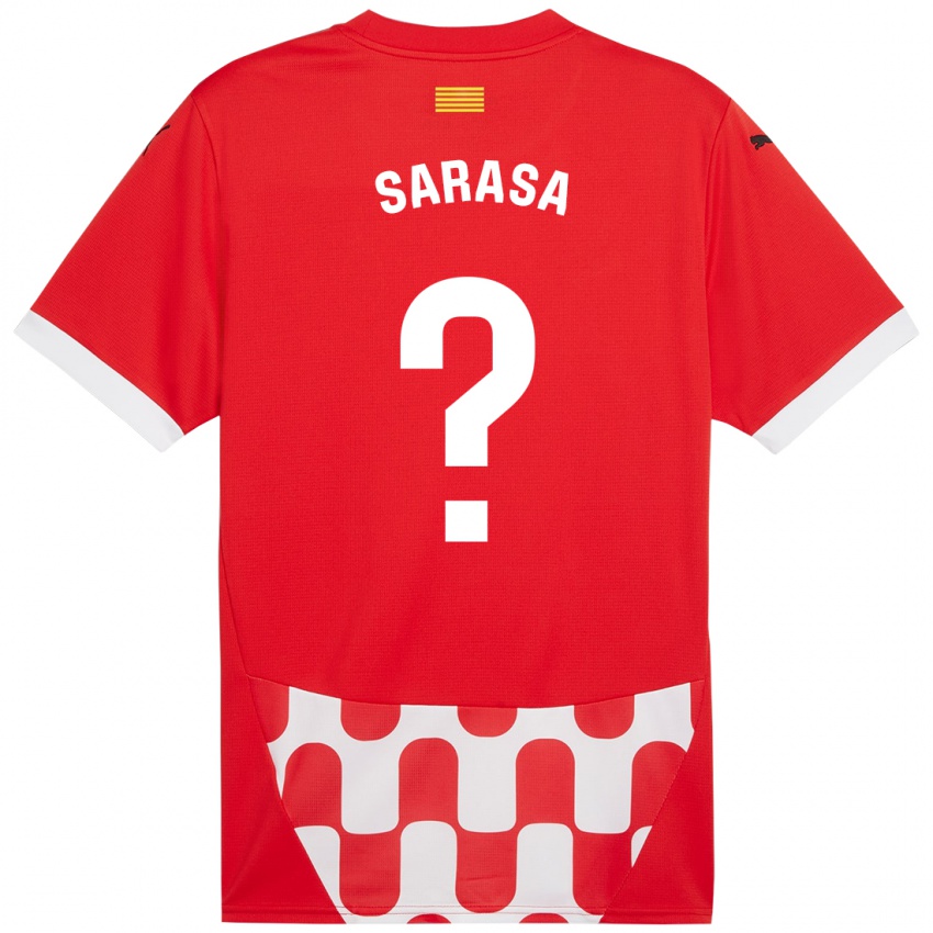 Criança Camisola Javier Sarasa #0 Branco Vermelho Principal 2024/25 Camisa