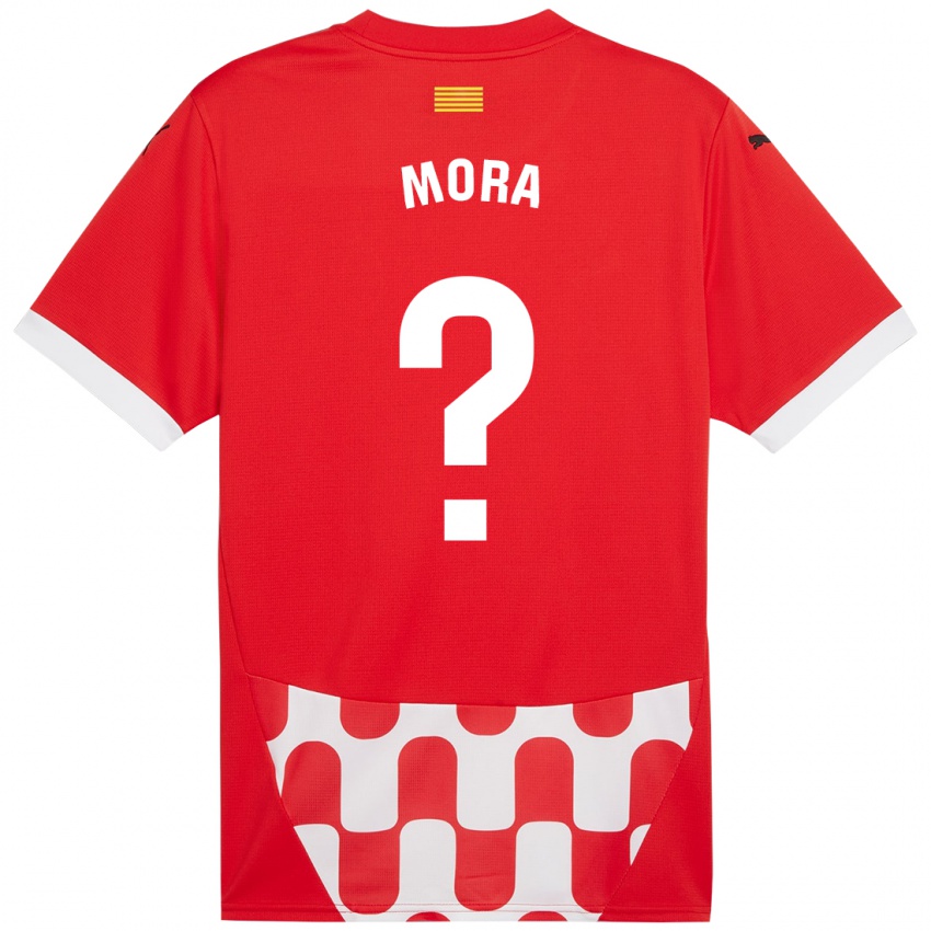 Criança Camisola Adrià Mora #0 Branco Vermelho Principal 2024/25 Camisa