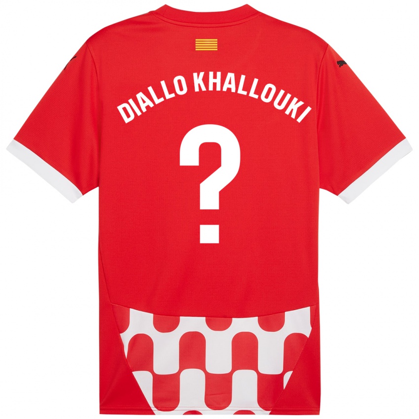 Criança Camisola Siaka Diallo Khallouki #0 Branco Vermelho Principal 2024/25 Camisa