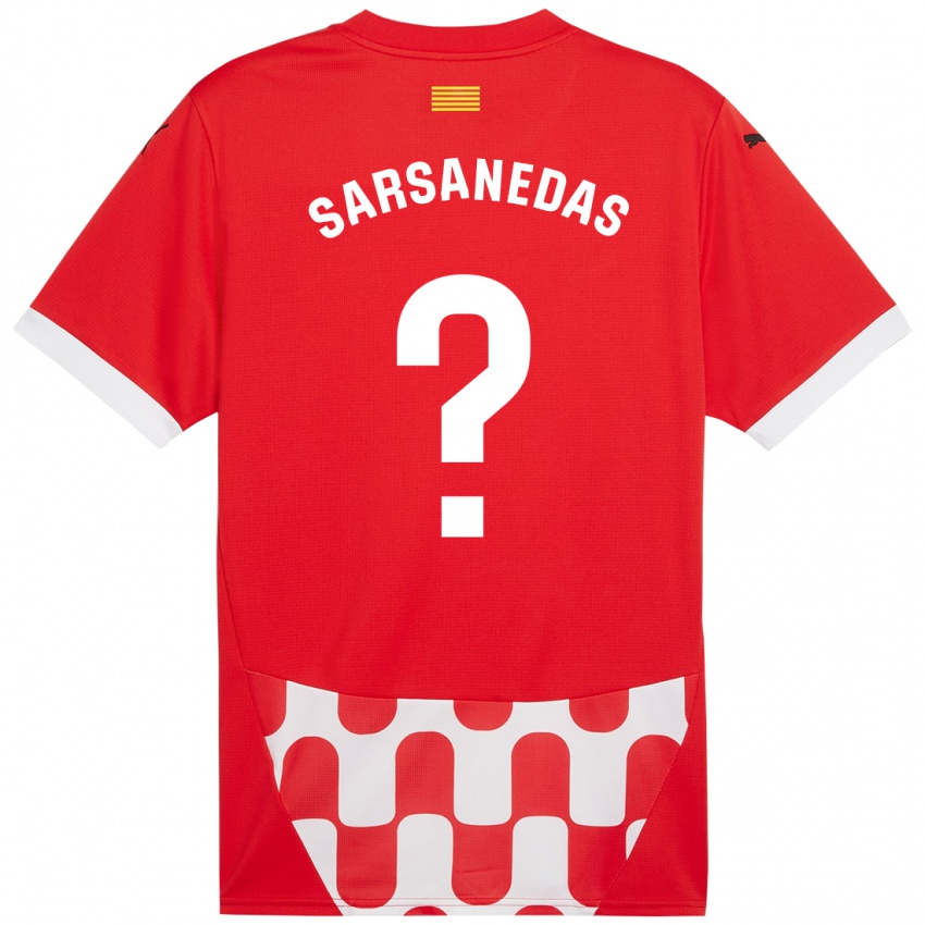 Criança Camisola Joao Sarsanedas #0 Branco Vermelho Principal 2024/25 Camisa