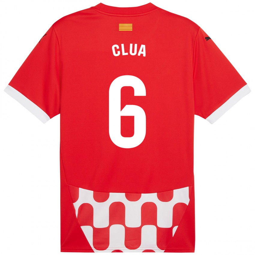 Criança Camisola Silvi Clua #6 Branco Vermelho Principal 2024/25 Camisa