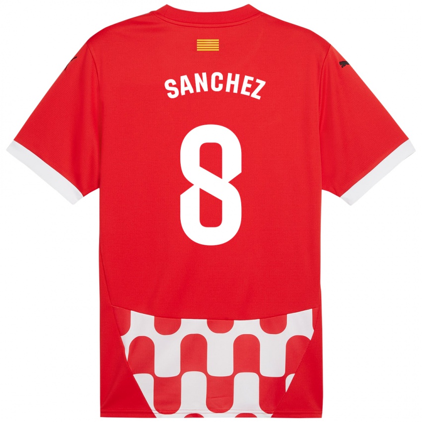 Criança Camisola Miguel Ángel Sánchez #8 Branco Vermelho Principal 2024/25 Camisa