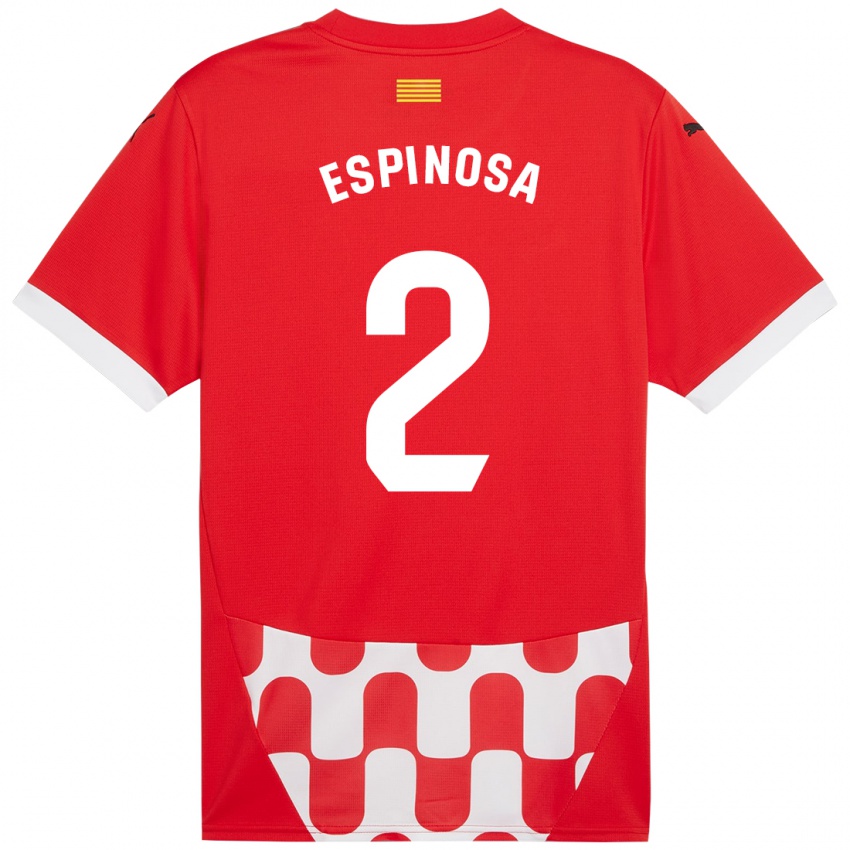 Criança Camisola Bernardo Espinosa #2 Branco Vermelho Principal 2024/25 Camisa