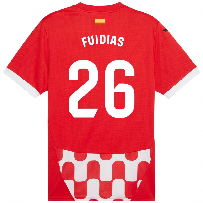 Criança Camisola Toni Fuidias #26 Branco Vermelho Principal 2024/25 Camisa