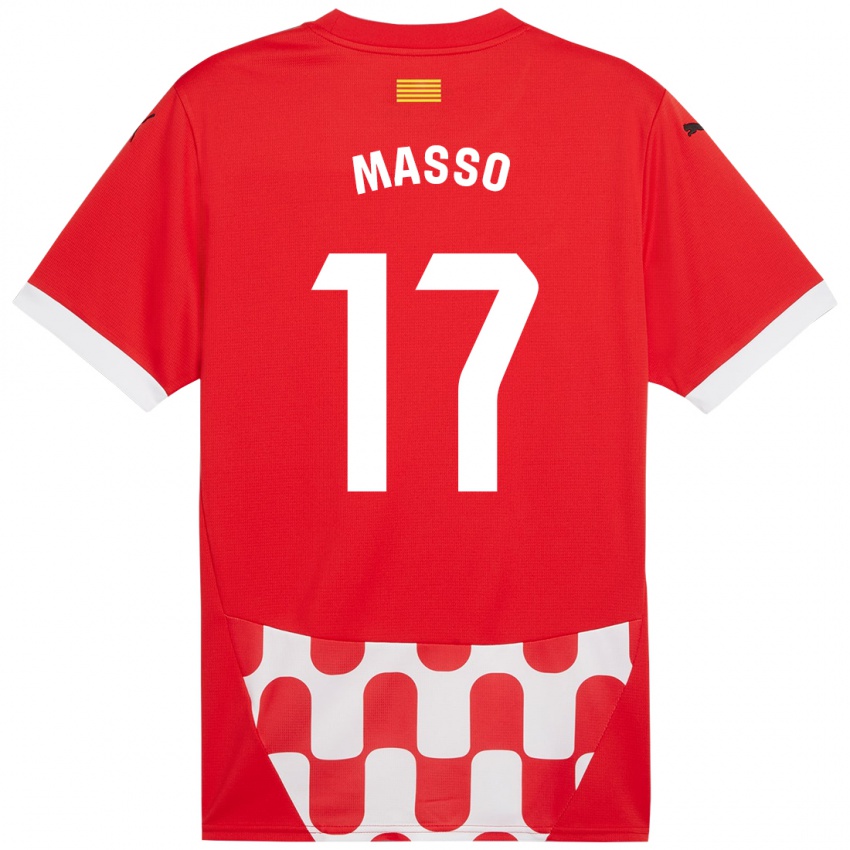 Criança Camisola Ainoa Massó #17 Branco Vermelho Principal 2024/25 Camisa