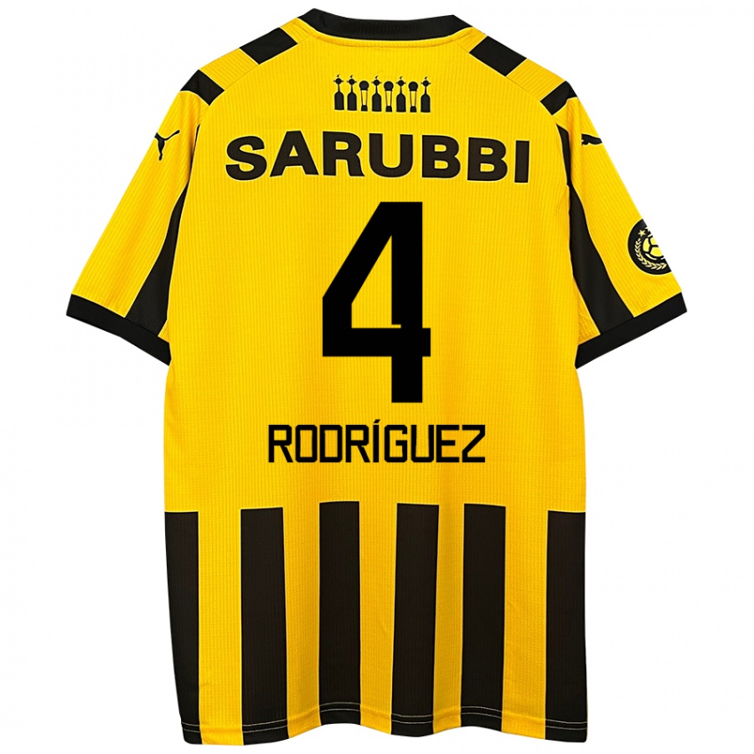 Criança Camisola Guzmán Rodríguez #4 Preto Amarelo Principal 2024/25 Camisa