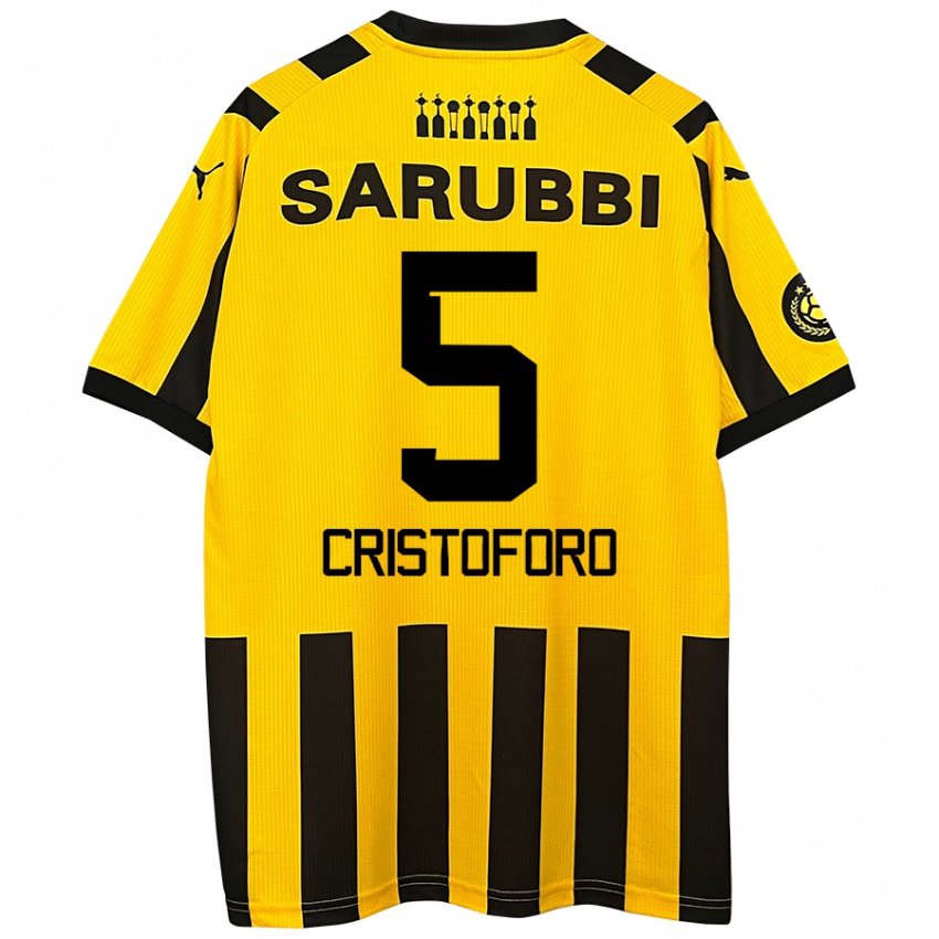 Criança Camisola Sebastián Cristóforo #5 Preto Amarelo Principal 2024/25 Camisa